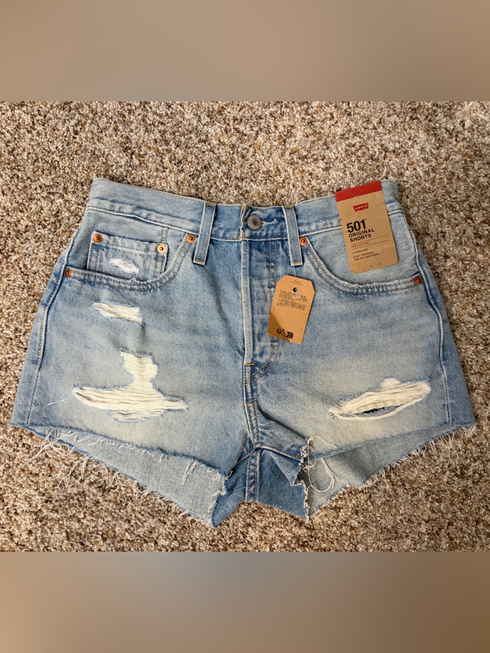 Levi’s 501 Original Shorts, Distressed light wash